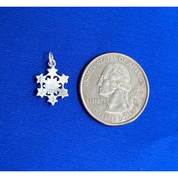 Sterling Silver Snowflake Charm with Blue Crystals - Picture 4 of 4